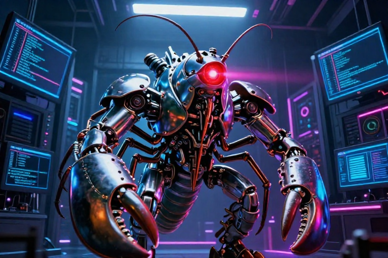 CLAWDINATOR - cybernetic lobster terminator in a server room