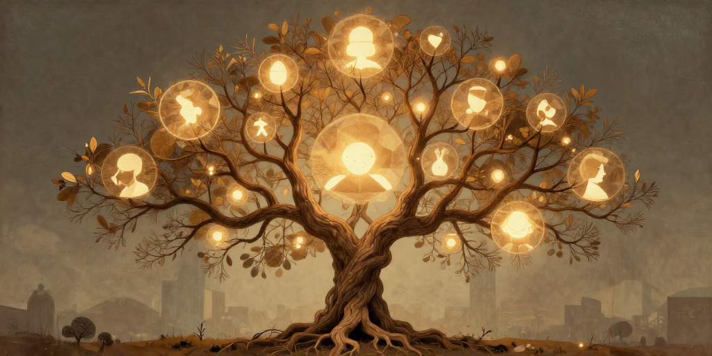 Evolution of AI personalities - fairytale tree